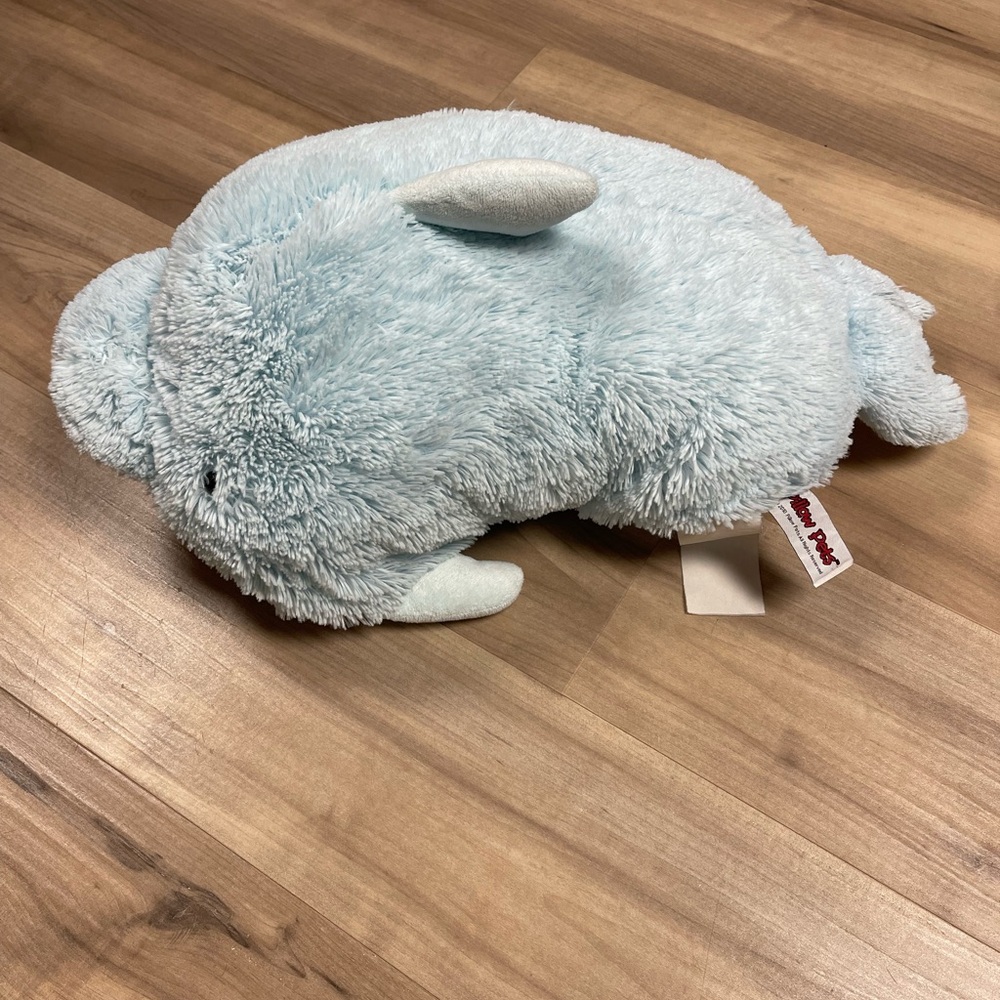 Pillow Pets Blue Dolphin Plush Stuffed Animal 2010 18”x24” Retired - Picture 4 of 13